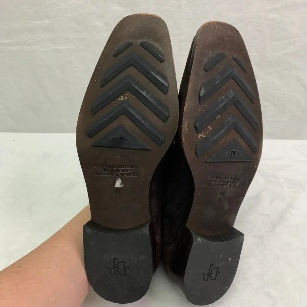 Donald J Pliner Rex 120 Mens 8.5M Nappa Leather Suede Dark Brown Italy Loafers